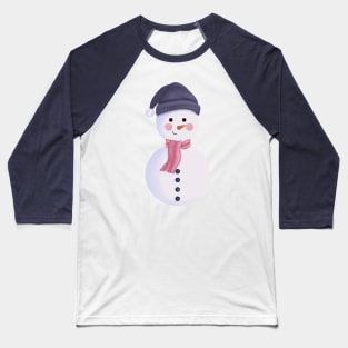 Christmas Snowman with Scarf and Beanie. Baseball T-Shirt